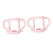 2pcs Baby Bottle Handles Ergonomic DoubleHandle Grip Removable AntiScald Design Adjustable Universal Fit Pink