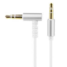 AUX-Audiokabel 3,5 mm Mannelijke-Naar-Mannelijke Audio-Aansluiting Elleboog Auto-AUX-Audiokabel Stereo-Kabel met Dubbele Kop Zilver