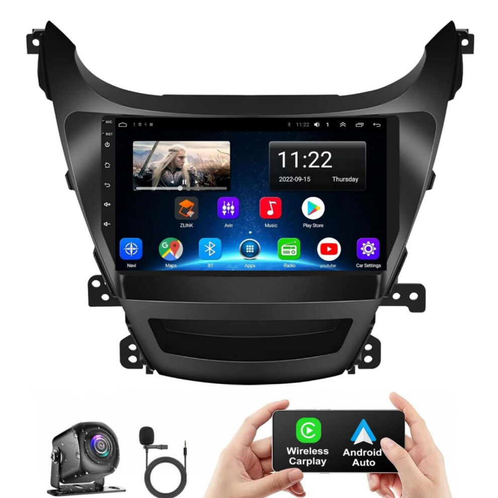 9 Inch Android 12 Car Stereo For Hyundai Elantra 2014Â2016 With Wireless Carplay, Android Auto, Gps, Dsp, Bluetooth 5.2, Hd Backup Camera 9073542267690