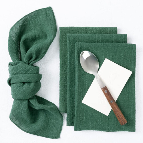Decorative Square Cotton Napkins Table Mat With-green overlay 2