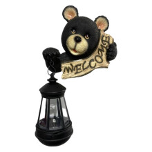 Solarbetriebene Gartenstatue mit Licht, Realistisches Bären-Design, Geeignet für Hof, Balkon, Rasen, Ideales Einweihungsgeschenk und Geschenk für