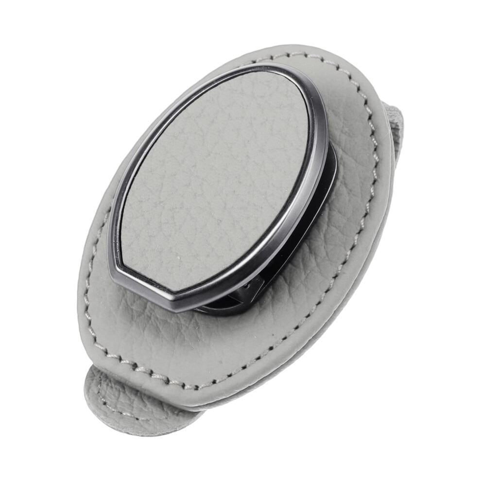 Car Sunglasses Holder Metal Cowhide Sun Visor Glasses Clip Secure Scratch Grip 1Pc Gray 9330225610519