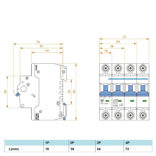 Miniature Circuit Breaker 20 Amp Single Pole MCB Protect 20A Circuits Compact Fit Quick Panel Installation 2