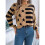 Women'S Striped Drop Shoulder Sweater Oversized Crew Neck Knit Sweaters Pullover Top Khaki S 3
