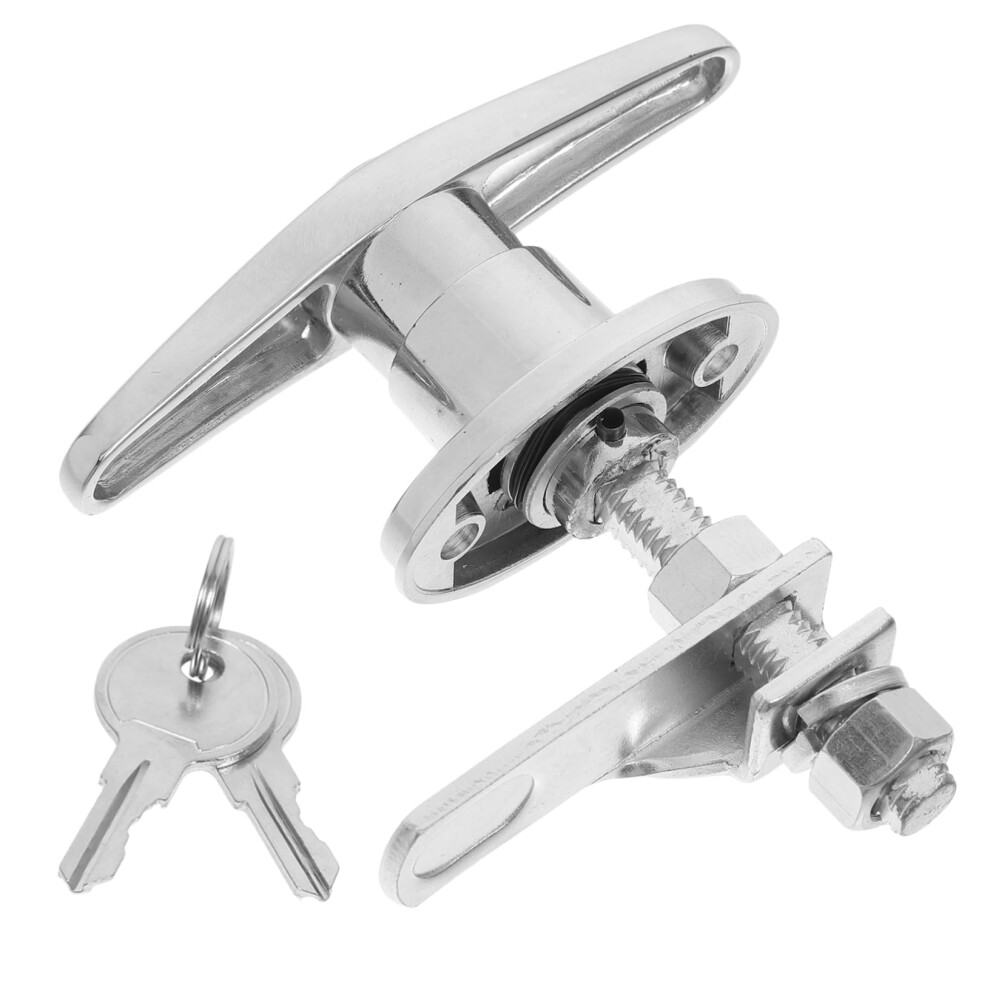 Barn Door T Handle Lock Set With Key, Heavy Duty Garage Door Handle For Sheds And Cabinets 9310869662921