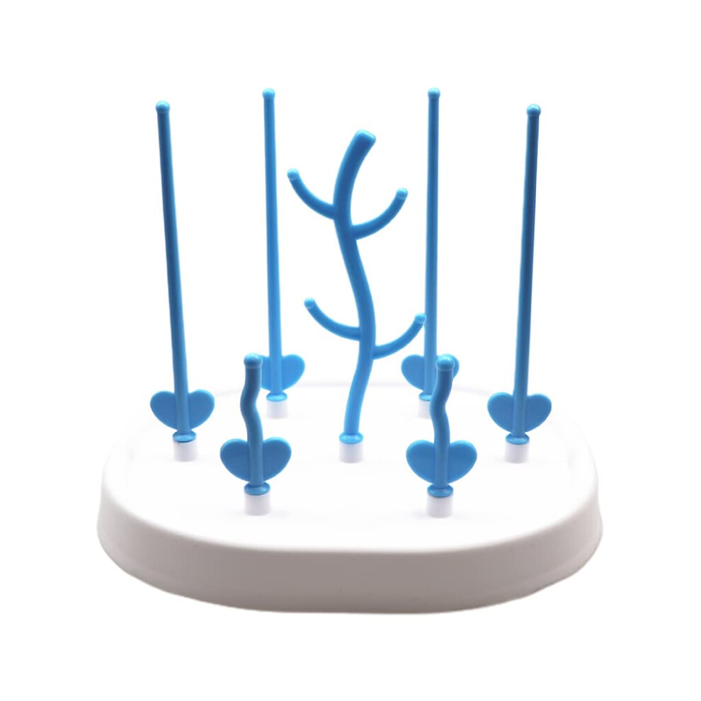 Baby Bottle Drying Rack With Drip Tray, Fast Air Drying, Compact Counter Size For Newborn Bottles Blue