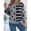 Women'S Striped Drop Shoulder Sweater Oversized Crew Neck Knit Sweaters Pullover Top Grey L 5