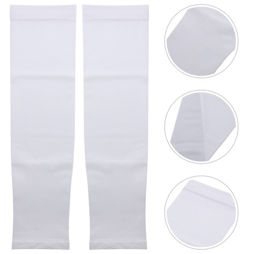 4Pairs Skin-Friendly White Arm Sleeves Elastic Sun Blocking Covers 2