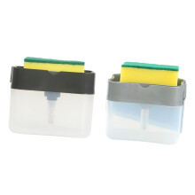 Automatic Soap Dispenser with Integrated Sponge Holder, Press‑to‑Dispense Refillable Kitchen Pump