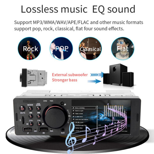 Single DIN Car MP5 Player with Bluetooth Handsfree Calling, HD 4.1‑Inch Screen, Dual USB and Reverse Camera Support 2