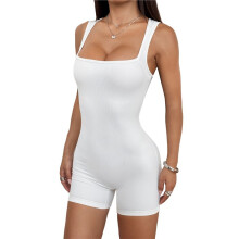 Combinaisons une Pièce pour Femmes, Body Court, Barboteuses D'Entraînement, Tenues D'Été, Gym, Yoga, Plage 2025 Blanc Crème XL