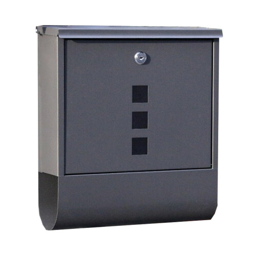 Black Wall Mounted Mailbox Rust Proof Locking Galvanized Steel Weather Resistant for Home and Office