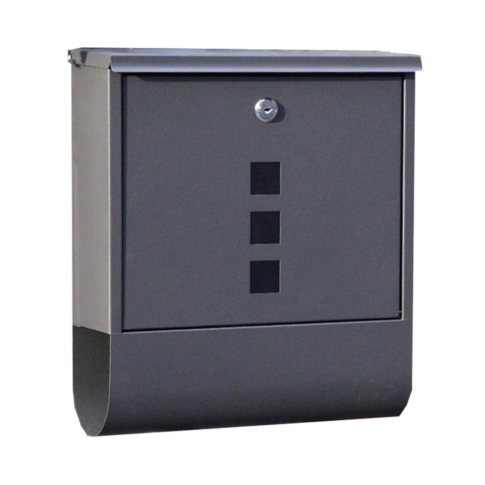 Black Wall Mounted Mailbox Rust Proof Locking Galvanized Steel Weather Resistant For Home And Office 9310869663539