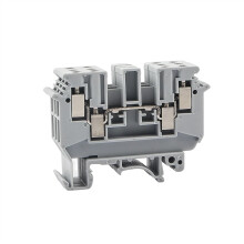 UDK4 DIN Rail Terminal Blocks 50 Pack, Gray Feed Through Screw Type for Secure Wire Connection