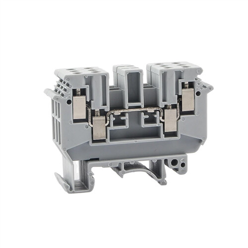 UDK4 DIN Rail Terminal Blocks 50 Pack, Gray Feed Through Screw Type for Secure Wire Connection