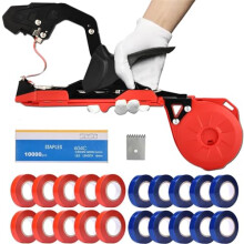 Plant Tying Machine Red, Fast Tying Efficiency Vine Tapener Gun with Tapes and Staples, Lightweight Design