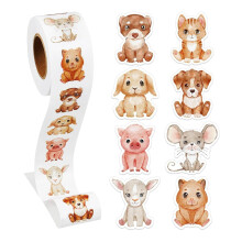 500pcs Animal Reward Stickers Roll Waterproof Cute Cartoon Designs for Classroom Crafts and Kids