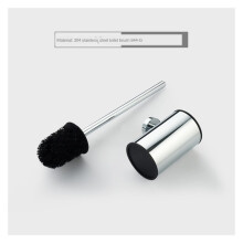 Modern Stainless Steel Toilet Brush with Holder, Black and Silver Gold Accent Hygienic Design