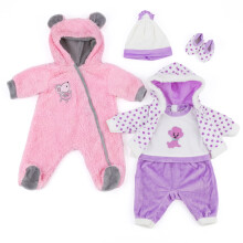 BiBi Doll 18" Baby Girl Doll Clothes Set of 2 Outfits Mouse Jumpsuit & Puppy Jacket Romper