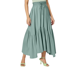 Drawstring High Waist Renaissance Swing Pleated A Line-Mint XL