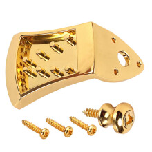 Gold Mandolin Tailpiece for 8 String Mandolin, Triangle Design with Screws, Stable Alignment, Polished Finish