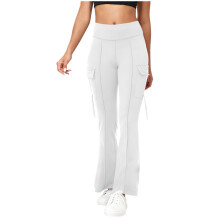 Women's Cargo Pants High Waist Fashion Flared Elastic-White L
