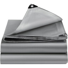 10x10 Heavy Duty Waterproof Silver Poly Tarp, UV Resistant Roof Cover with Reinforced Edges
