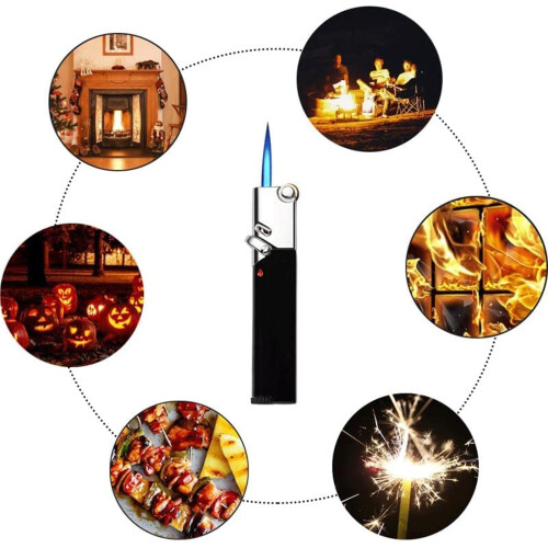 Butane Torch Lighter with Adjustable Flame Control, Windproof Jet Flame Refillable Design for Camping and Candle Lighting, Red 2