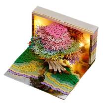 3D Desk Calendar 2025 with LED Light, DIY Paper Carving Art Tear Away Calendar for Home Office