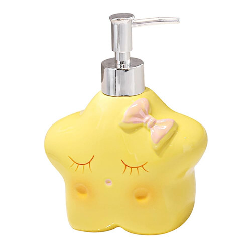 Ceramic Soap Dispenser Star Shape Refillable Rust Proof Pump Cute Decorative for Bathroom and Kitchen