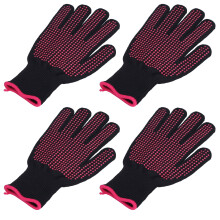 Rose Red Silicone Grip Oven Mitts Set of 4, Heat Resistant Gloves for Cooking, Baking, and BBQ
