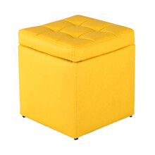 Dark Red Linen Ottoman Storage Stool 30x30x30 cm with Stable Legs for Bedroom and Living Room