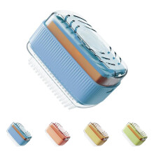 Foaming Soap Box with Roller Bubble for Laundry, Multi Functional Soap Cleaning Case for Bathroom, Blue