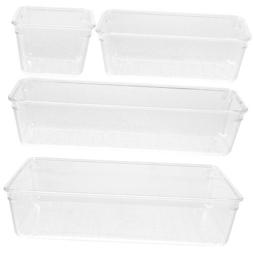 4pcs Clear Storage Bins for Kitchen Bathroom Bedroom with Durable Construction and Easy Visibility