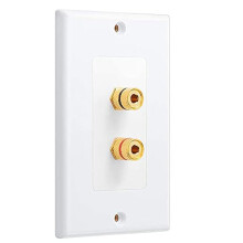 White Single Gang Banana Plug Wall Plate, Durable Copper Core, Easy Tool‑ Speaker Connection