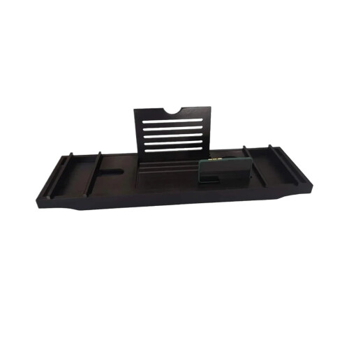 Expandable Bathtub Tray with Dual Compartments, Adjustable Bath Caddy Organizer for Books and Drinks