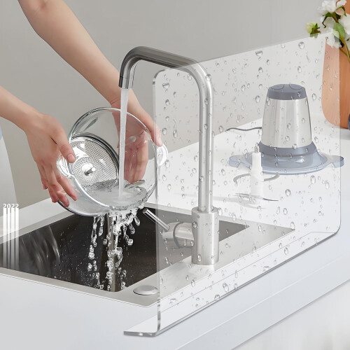 Kitchen Sink Splash Guard Acrylic Panel Water Splash Barrier 2