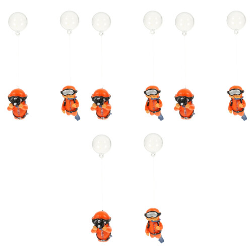 8Pcs Durable PVC Floating Diver Figurines Orange Aquarium Decorations 1