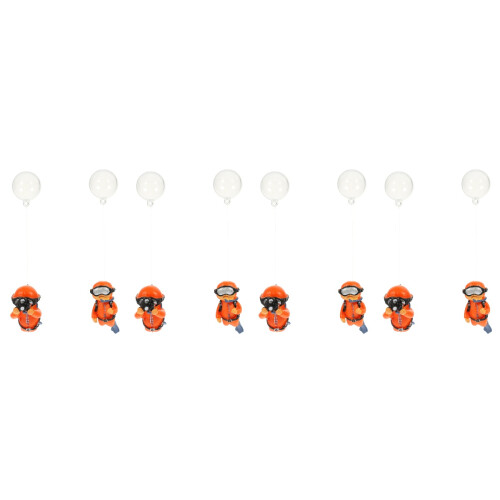 8Pcs Durable PVC Floating Diver Figurines Orange Aquarium Decorations 2