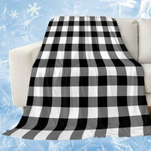 Cooling Blanket 50x60 Black Buffalo Plaid for Hot Sleepers, Breathable IceSilk Throw for Night Sweats