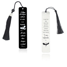 2PCS Metal Dragon Bookmarks Set, Durable Stainless Steel with Tassel, Vintage Fantasy Gift for Book Lovers
