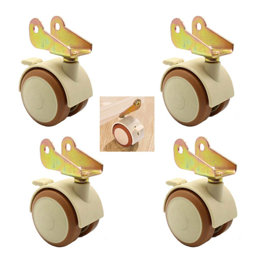 Set Of 4 Locking Swivel Rubber Caster Wheels For Baby Crib, Quiet Rolling Cot Castors With Brake 9330225613602