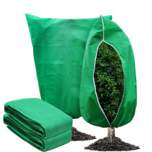 Plant Frost Cover 80x100cm Green Reusable Waterproof Breathable Winter Protection with Zipper Drawstring for Shrubs Trees
