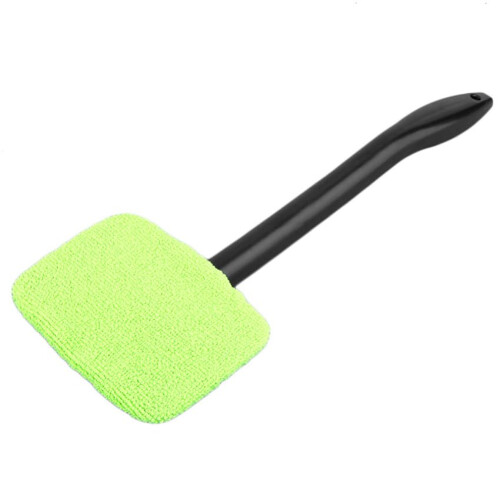 Windshield Cleaner with Long Handle, Microfiber Car Glass Cleaning Tool with Reusable Pad, Green 2