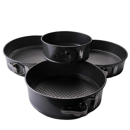 4Pcs/Set Cake Pan for Baking Removable Bottom Non-Stick Springform Cheesecake Pan Leakproof Round C 1