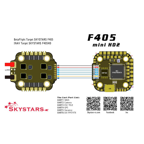 F405 Mini HD2 FPV Flight Controller Stack 20x20mm 35A 6S Betaflight INAV Compatible 2