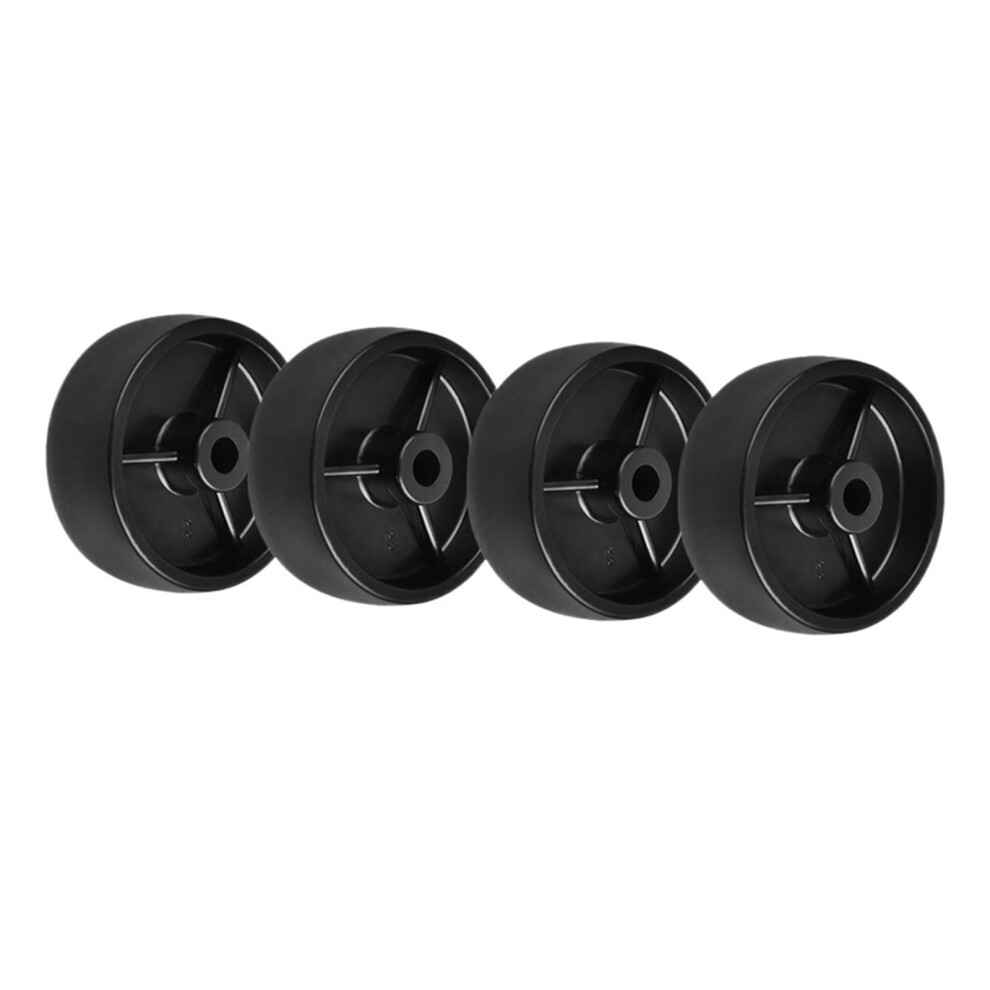 Black 3 Inch Pp Caster Wheels Set Of 4, Durable Plastic, Smooth Rolling Mobility, Easy Installation Fit