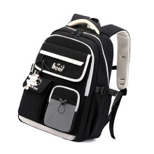 Practical Book Bag For Teens Breathable Mesh Back Panel-Black