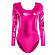 Seductive Lacquer Leather Look Bodysuit With-rose red M