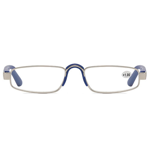 Lightweight Rectangular Reading Glasses 1.5 Strength for Men and Women, Blue Frame Blue Light Blocking Readers for Work 1